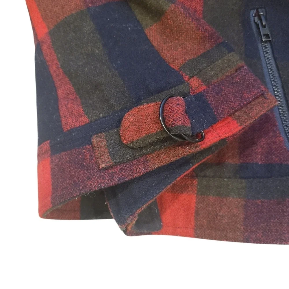 Harley-Davidson Women's Medium Wool Plaid‎ Hooded Jacket Red Double Zip